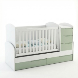 Обзавеждане с кошара Съни, скрин Съни, Гардероб Съни в цвят Бял+Зелен - Img 2