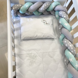 Плетен обиколник 240см Мента/Сиво