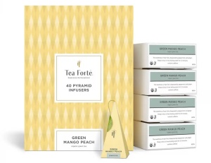 Ceai Tea Forte Green Mango Peach ECO – Cutie cu 10 Piramide
