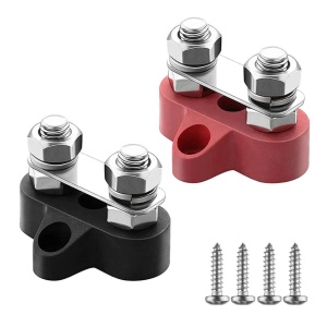 Dual Terminal Stud M8-linked set (1 red1 black)