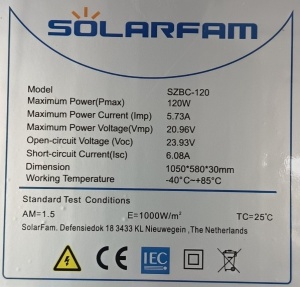 SOLARNI PANEL SOLMAX SZBC-120 BC MONO 1050x580x30mm-CRNI 120W - Img 2