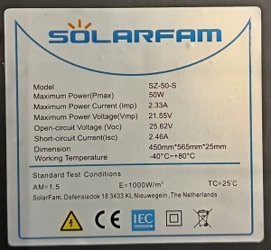 SOLARNI PANEL SOLMAX SZ-50-36M MONO 450x565x25mm-CRNI 50W - Img 2