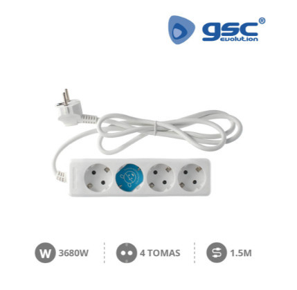 000000010 - 8436021940100Base múltipla 4T (3x1,5mm) 1,5M Branco