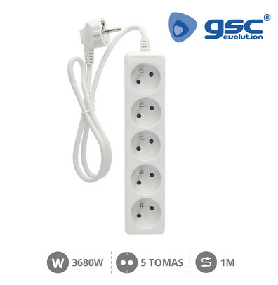 100025004 - 8433373024908 Multiprise 5P (3x1,0mm) 1M Branco