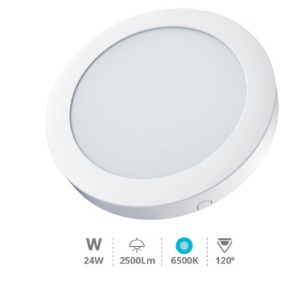 201005026 - 8433373054585Bogur 24W 6500K White Round LED Downlight de superfície