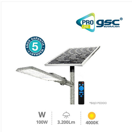 201605006 - 8433373042438 Iluminação pública solar 100W 4000K IP65 - Pro Line