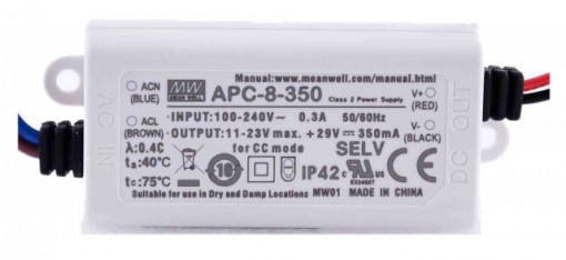 202233.171 - Drive CC Led Mean Well IP42 11-23Vdc 350mA APC-8 - Quant. fornecida = 1 un