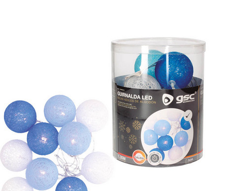 204805019 - 8433373065642Guirlanda de LED com bolas de algodão azuis 1,35 M de luz quente