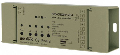 219225.5480 - Controlador RGB+W 12-36Vdc (4x5A 480W-24Vdc) KNX - Quant. fornecida = 1 un