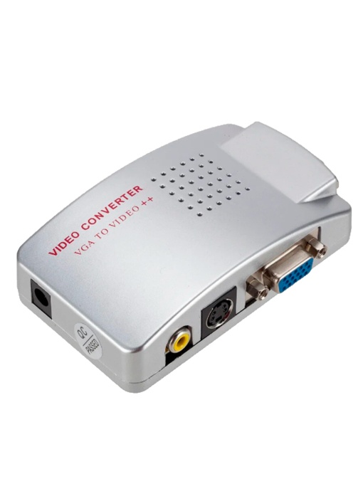 Adaptador de vídeo - Entradas: VGA - Saída: VGA, S-VIDEO e RCA de vídeo - Múltiplas resoluções suportadas - Sistema de vídeo NTSC e PAL - Ajustes de imagem por menu OSD
