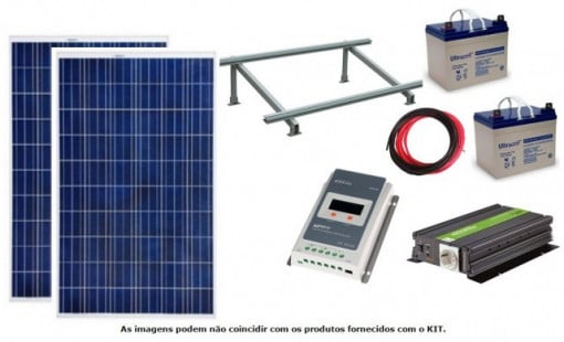 Kit Solar Fotovoltaico 2x330W c/ duas baterias gel para sistema 12/24V varias potências