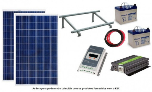 Kit Solar Fotovoltaico 2x455W c/ duas baterias gel para sistema 12/24V varias potências