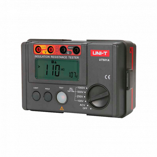 Medidor de Resistência de Isolamento Elétrico - Visor LCD até 2000 contas - Medição da tensão AC até 600V - Apagado automático - Intervalos 500V/1000V/2500V