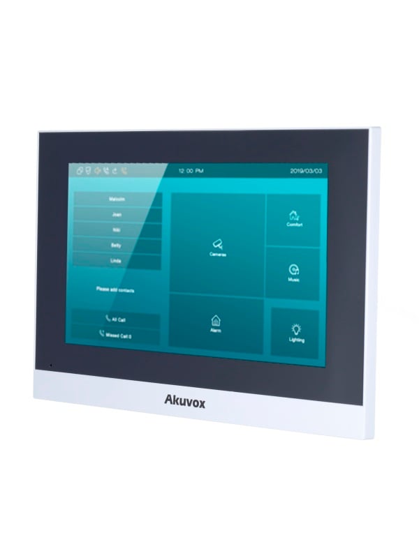 Monitor Linux para videoporteiro - Visor TFT de 7" - Áudio bidireccional Crystal Clear - 2 fios LP, Wi-Fi, SIP standard - Manutenção via cloud - Ligação de monitor e placas via Cloud