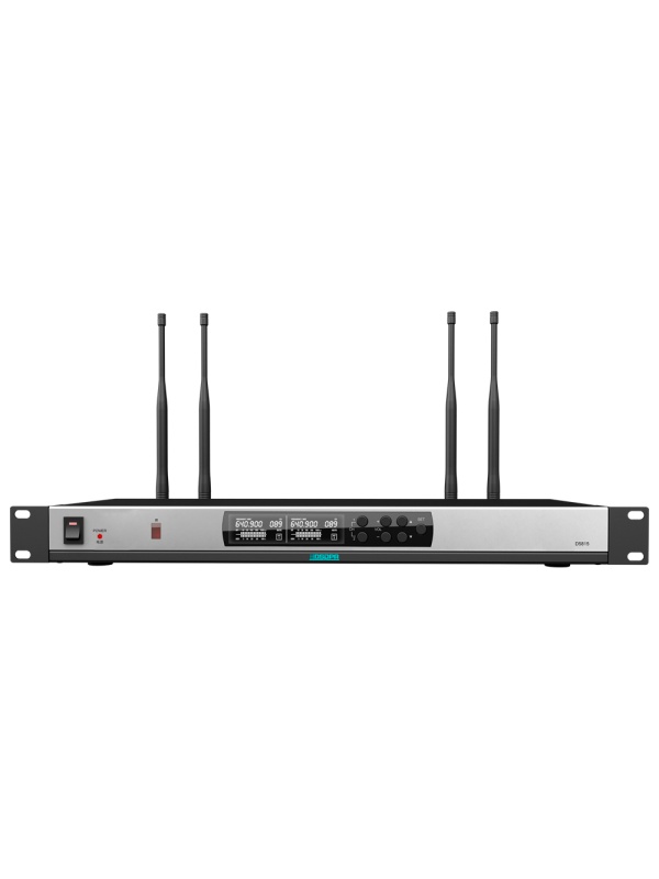 Recetor de microfone sem fios - Duplo canal - Emparelhamento mediante IV - Controlo de volume para cada canal - Saída XLR - Compatível com microfones DSPPA-D58XX