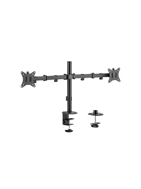 Suporte para duplo monitor - Instalação em mesa - Carga máxima 9Kg - Inclinação -45º +45º - VESA 75x75 - VESA 100x100mm
