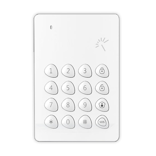 Teclado independente - Sem fios - Antena interna - Permite arme/desarme - Compatível com porta-chaves de proximidade - Alimentação 3 pilas AAA 1.5 V LR6