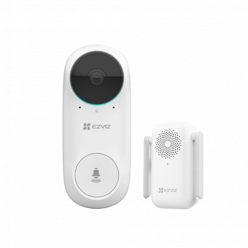 Videocampainha WiFi IP Ezviz - Câmara 2Mpx / Visão 160º - Áudio / Campainha interior incluida - Detecção do PIR humano - Monitorização através do aplicativo - App Ezviz e conexão P2P