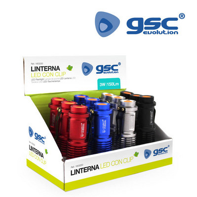 001603230 - 8433373032309 Lanterna com clip 3W - caixa 12u exp