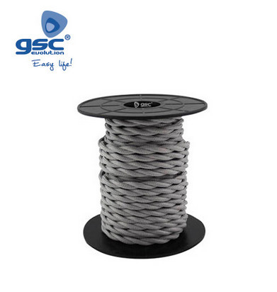 003902979 - 8433373029798 Cabo têxtil 10M (2x0,75mm) trançado cinza claro