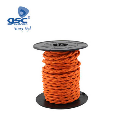003902984 - 8433373029842Cabo têxtil 10M (2x0,75mm) trançado Laranja