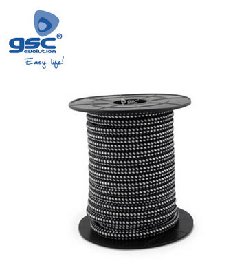 003902990 - 8433373029903 Cabo têxtil 10M (2x0,75mm) Preto/Branco