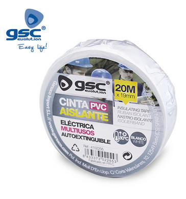 004102271 - 8433373022713Fita isolante elétrica PVC 20M Branca 25mm-Retrac.10