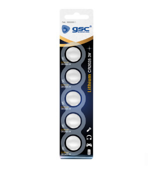 106000011 - 8433373046955Blister de 5 baterias tipo botão de lítio GSC CR2025