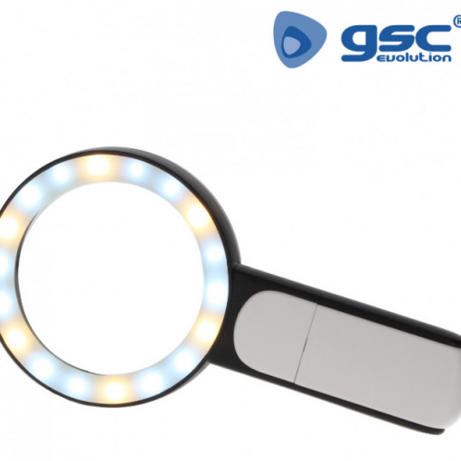201825008 - 8433373050778 Lupa portátil Ampliação 5X 18 LEDs 3 modos