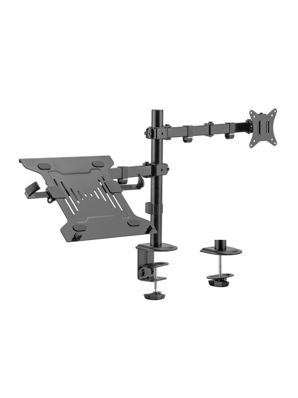 Braço para monitor e PC - Instalação em mesa - Carga máxima 9Kg - Inclinação -45º +45º - VESA 75x75 - VESA 100x100mm