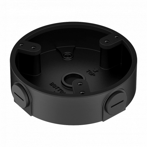 Caixa de conexões - Para câmaras dome - Apto para uso exterior - Instalação em tecto ou parede - Passador de cabos - Cor preto