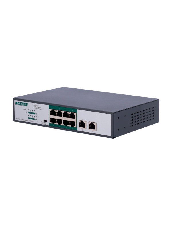 Cambiar Papa - 8 Puertas Papa FE + 2 GE - Velocidad 8 x10/100Mbps + 2 x10/100/1000Mbps - 8 Puertas Papa+ a hasta 800m con fijación - Hasta 120 W de fuerza Papa total - Estándar IEEE802.3at Papa / af Papa+