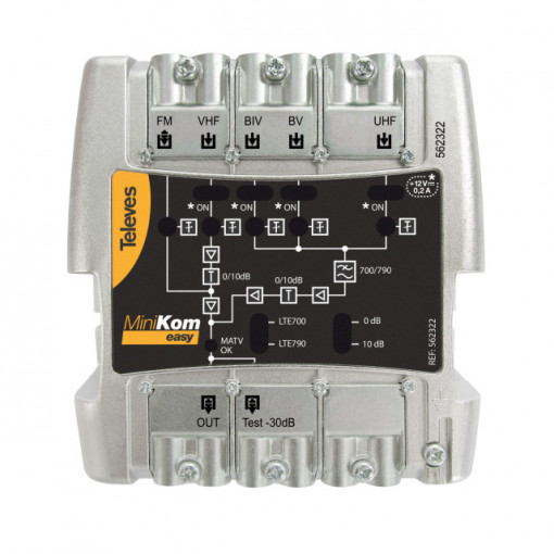 Central de banda larga MiniKom EasyF 5 entradas: FM-VHF-UHF-21..32-36..48/60