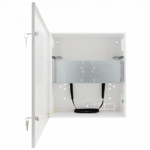Cofres de segurança - Especial para instalação na parede - Formato vertical - 2 chaves e fechaduras - Entradas para cablagem - Para monitor, Switches POE, Gravador e Rack 19´.