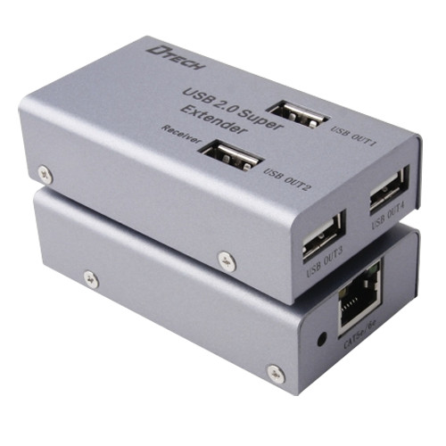Extensor USB LAN - 1 entrada USB - 4 saídas USB - Comprimento máximo da conexão 50m - Plug and Play