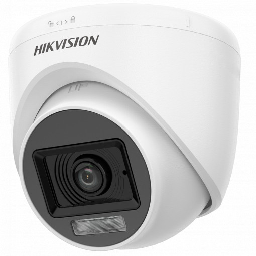Hikvision - Cámara Domo 4en1 Gama Value - Resolución 1080p (1920x1080) - Lente 2.8 mm | Apta para interior - Dual light: Smart IR 20 m y luz blanca 20 m - Audio sobre cable coaxial | Micrófono integrado