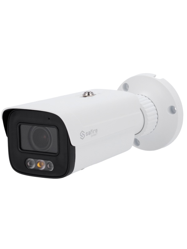 Safire Smart - Câmara Bullet IP gama I1 AI Avançada e DualLight - Resolução 4 Megapixel (2688x1520) - Lente motorizada 2.7~13.5mm | IV 50m &amp; WL 40m - IA avançada:Perímetro, Facial, Contagem, Metadados - IP66 | PoE.af | Dissuasão ativa | Alarmes | P2P