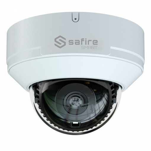 Safire Smart - Cámara Domo IP gama E1 - Resolución 4 Megapíxel (2566x1440) - Lente 2.8 mm | Micrófono integrado | IR 50m - TrueSense: Clasificación de humano y vehículo - Impermeabilidad IP67 &amp; IK10 | PoE (IEEE802.3af)