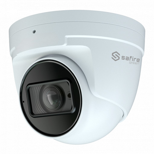 Safire Smart - Câmara Turret IP gama I1 AI Advanced - Resolução 4 Megapixel (2592x1520) - Lente Motorizada 2.8~12mm | Microfone | IR 50m - IA avançada:Perímetro, Facial, Contagem, Metadados - Impermeabilidade IP67 | PoE (IEEE802.3af)