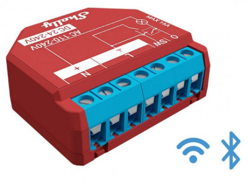 SHELLY PLUS 1PM - Módulo interruptor para automação Wi-Fi/Bluetooh com medição de energia 110/230VAC; 24-30VDC - 16A
