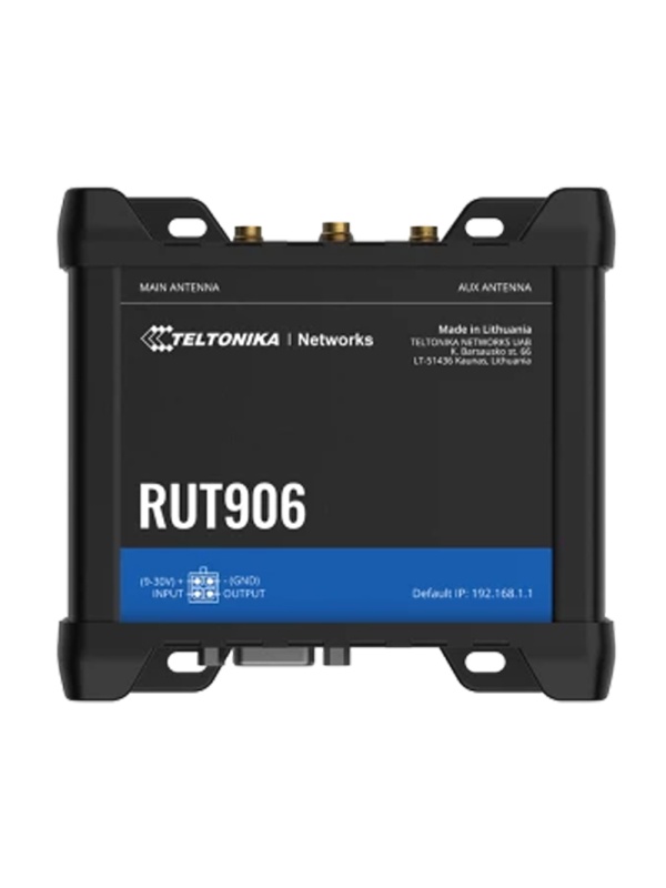 Teltonika Router 4G Industrial - 4 portas Ethernet RJ45 Fast Ethernet - Dual SIM 4G (LTE) Cat 4 até 150Mbps - 3x Entrada + 3x Saida Digital + RS232 + RS485 - Wi-Fi 802.11b/g/n 2.4GHz - Posicionamento GNSS