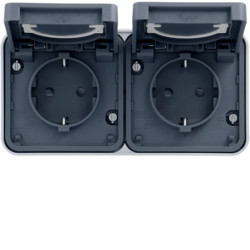WNC162 - cubyko s - Tomada Schuko x2 horiz, cinz HAGER EAN:3250617171625