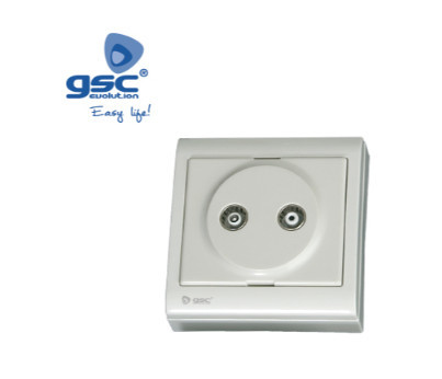 000200500 - 8436021945006Base de superfície TV-FM 9,5mm Branco 80x80mm