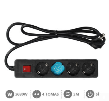 100005014 - 8433373071896Base múltipla 4T com interruptor (3x1,5mm) 3M Preto