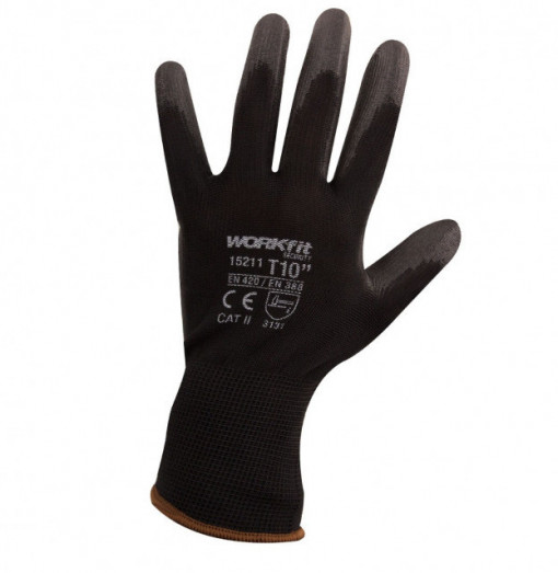 15210 WORKFIT LUVA DE TRABALHO PU PRETO-PRETO 9"