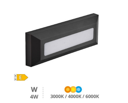 200205067 - 8433373064775Aplique LED Kuito Series 4W 3000 - 4000 - 6000K IP65 cinza antracite