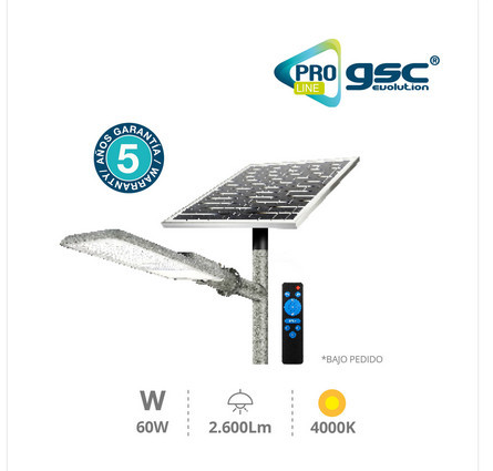 201605005 - 8433373042421Iluminação pública solar 60W 4000K IP65 - Pro Line