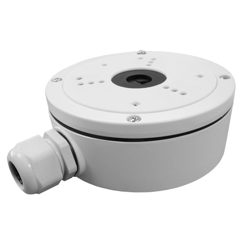 Caixa de conexões - Para câmaras dome ou bullet - Apto para uso exterior - Instalação em tecto ou parede - Cor branco - Passador de cabos