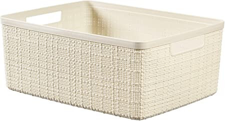Cesta de Yute Rectangular M 12L Blanco Natural