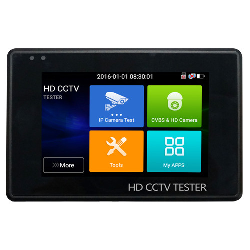 Comprovador CCTV multifuncional - Admite câmaras HDTVI, HDCVI, AHD, CVBS e IP - Resolução de tester até 4K - Ecrã LCD a cores 4" - Bateria integrada de 2400mA - Simples uso